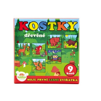 Dětské dřevěné kostky Moje první Lesní zvířátka, 9 kostek