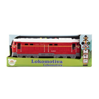 Plastová červená lokomotiva se světlem a zvukem, 35cm