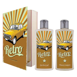 Dárkové balení kosmetiky Retro Škoda žlutá - sprchový gel a šampon