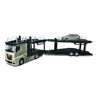 Bburago Mercedes Benz Actros autotransport a VW Polo 1:43