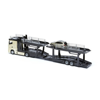 Bburago Mercedes Benz Actros autotransport a VW Polo 1:43