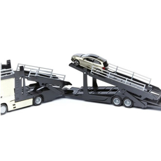 Bburago Mercedes Benz Actros autotransport a VW Polo 1:43
