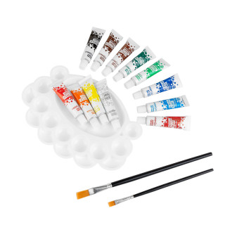 Easy Akrylové barvy 12ml, set 12 barev, 2 štětce a paleta