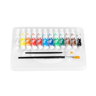Easy Akrylové barvy 12ml, set 12 barev, 2 štětce a paleta