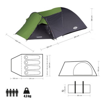 Turistický stan NILS Camp NC6012 Trekker, zelený