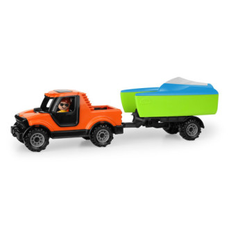 Lena Truckies Pickup s vozíkem a loďkou, 36cm