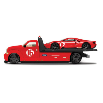 Maisto Flatbed 2022 Ford GT Heritage Edition, červená, s číslem 16, 1:64