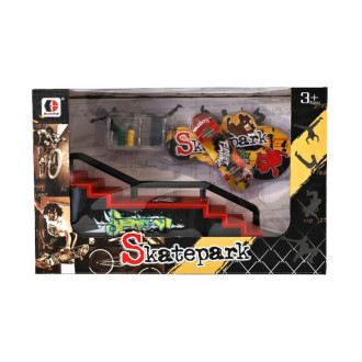Skatepark, Prstový skateboard s rampou a doplňky 28x18cm