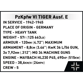 Německý tank PzKpfw VI TIGER Ausf. E COBI 2807 - Executive Edition WWII 1:12