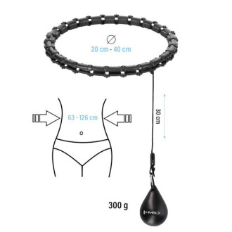 Masážní hula hoop HMS HHW11 PLUS SIZE se závažím, černá