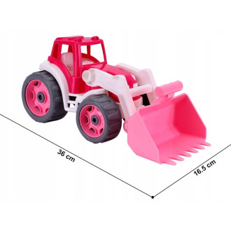 Dětský plastový traktor nakladač, růžový 34cm