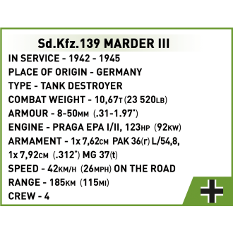 Cobi 3131 II WW German tank destroyer Sd.Kfz. 139 MARDER III, 1:35, 486 kostek
