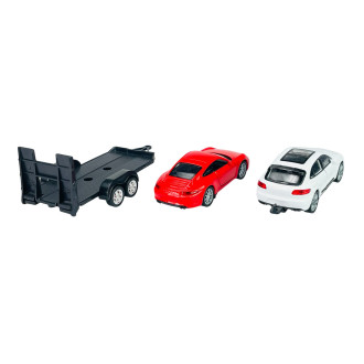 Welly Trailer set Porsche Macan, Porsche 911, 1:34
