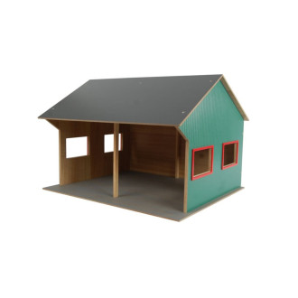Kids Globe Farming Dřevěná garáž pro 2 traktory 1:16, 44x53x37cm