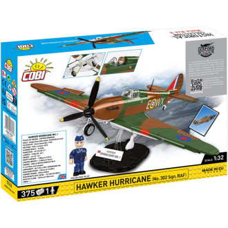 COBI 5762 II WW Hawker Hurricane No 302 Sqn. RAF, 1:32, 375 kostek