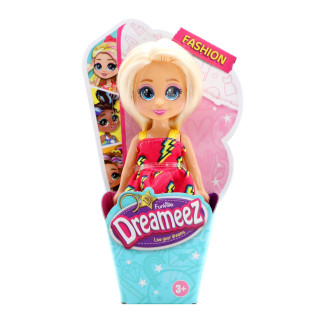 Dreameez mini panenka v kornoutku, blondýna s růžovými šaty