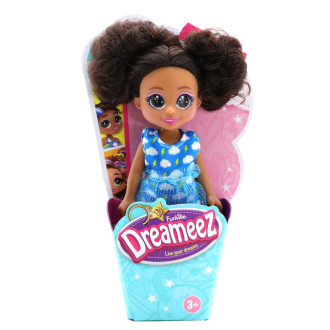 Dreameez mini panenka v kornoutku, brunetka s modrými šaty
