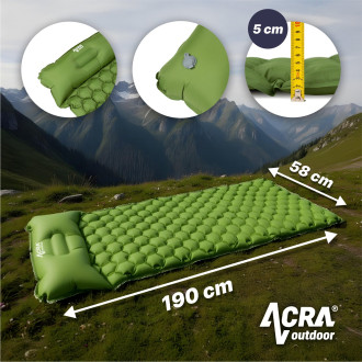 Acra L140CL nafukovací karimatka s polštářkem zelená 5cm