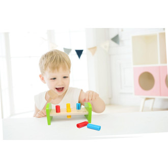 Dětská zatloukačka s kladívkem, dřevo - plast, 21cm