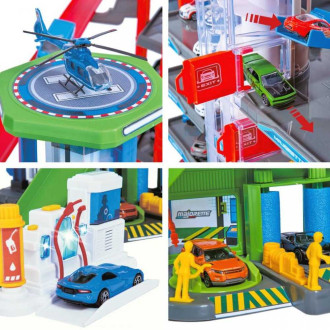 Majorette Garáž Super City, 6 autíček a vlak