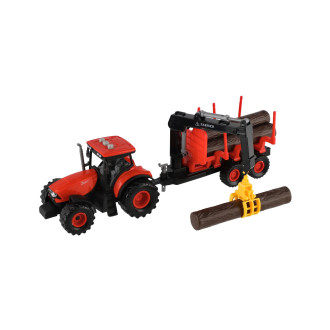 Traktor Zetor s vlekem na dřevo, setrvačník, zvukové a světelné efekty, 36 cm
