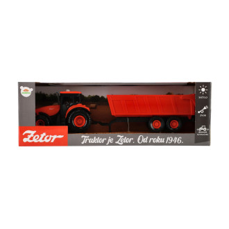 Traktor Zetor s valníkem, setrvačník, zvukové a světelné efekty, 36 cm