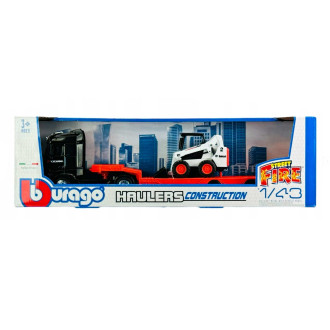 Bburago Haulers construction, Kamion M-B Actros Gigaspace s Bobcat nakladačem, 1:43