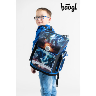 BAAGL SET 5 Ergo Roboti: aktovka, penál, sáček, zástěra, peněženka