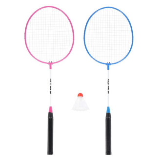 Badmintonový set NILS NRZ001, růžovo-modrý, nylonová letka