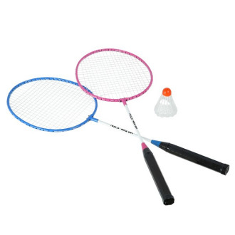Badmintonový set NILS NRZ001, růžovo-modrý, nylonová letka