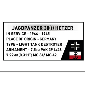 Cobi 2670 II WW Jagdpanzer 38(t) CHWAT (Odvážlivec), 1:28, 731 kostek