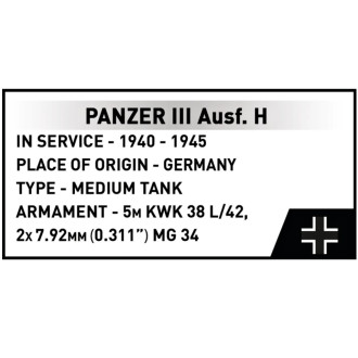 Cobi 2672 II WW Panzer III Ausf. H, 1:28, 963 kostek