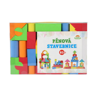 Stavebnice pěnové kostky, sada 81 ks v plastové krabici 32x21,5x7,5cm
