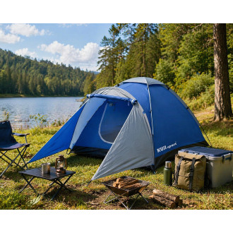 Stan monodome pro 3 osoby s předsíňkou, modrý