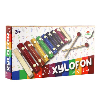 Xylofon s paličkami, dřevo a kov - 24cm
