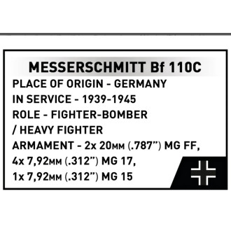 Cobi 5777 II WW Messerschmitt Bf 110C, 1:32, 578 k, 2 figurky