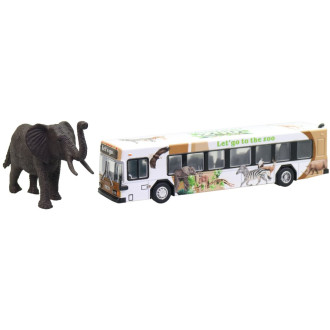Made Bílý autobus safari se zvířátkem, 24cm