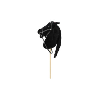 Kůň na tyči 70cm na baterie se zvukem, černý