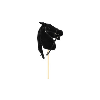 Kůň na tyči 70cm na baterie se zvukem, černý