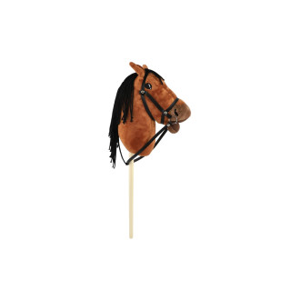 Kůň na tyči 70cm na baterie se zvukem, tmavě hnědý