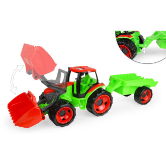 Lena Traktor se lžící a přívěsem, zeleno-červený