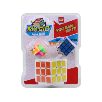 Magická kostka hlavolam 3x3x3 s přívěšky, 3v1