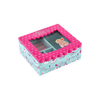 Skříňka šperkovnice Princess odklápěcí vrch dřevo 12,5x12x5x5cm v krabičce