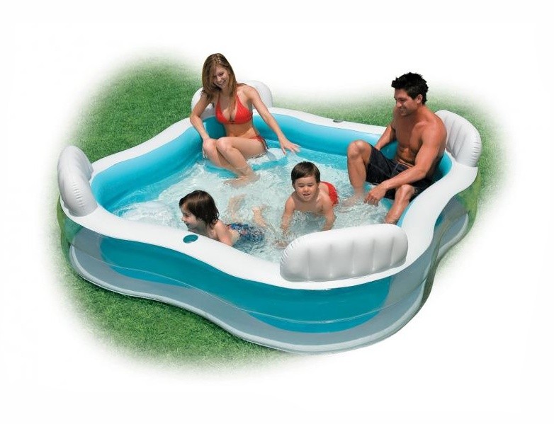 Intex 56475 nafukovací bazén, čtverec s opěrkami 229x229x66 cm