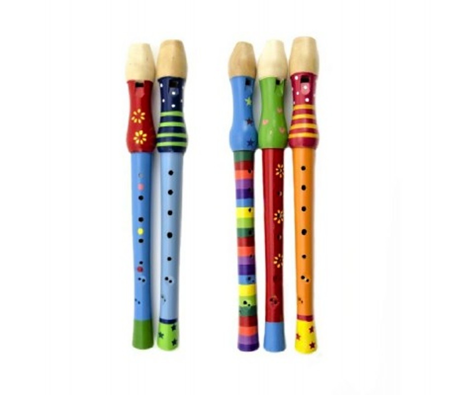 Dětská dřevěná barevná flétna dlouhá 33 cm