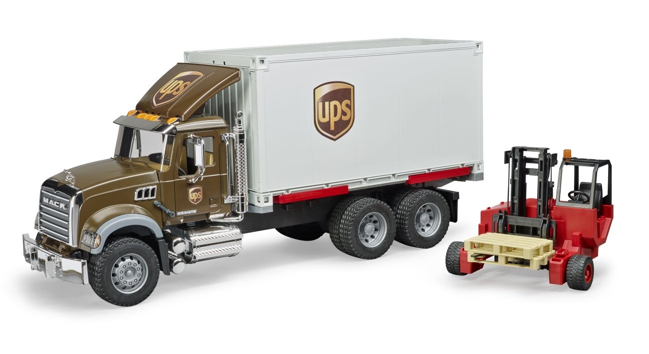 Bruder 2828 MACK Granite UPS logistik a vysokozdvihem