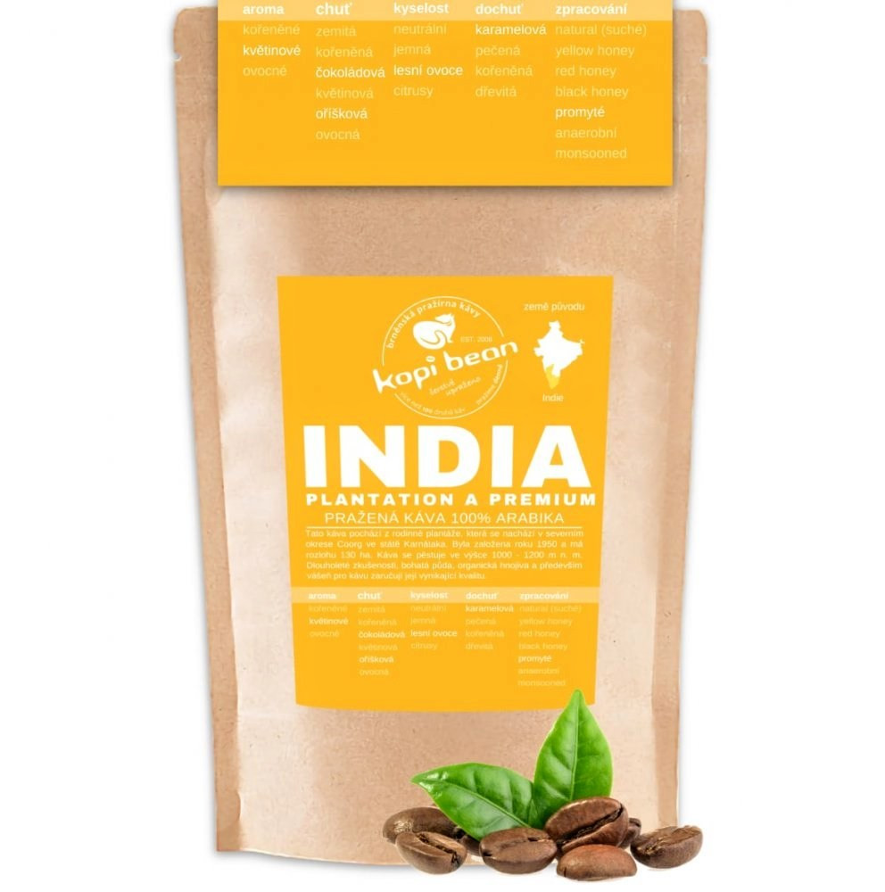 India Plantation A premium, Čerstvá káva Arabica 200g, Středně mletá