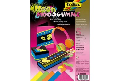 Folia Neonová pěnovka Moosgummi - mix barev 5 ks, 20x29cm