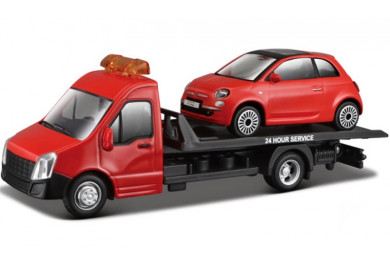 Bburago Car Hauler a Fiat 500 (red) 1:43