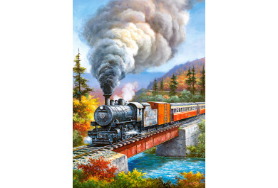 Castorland puzzle 500 dílků, Kreslený vlak přejíždějící nad řekou